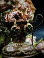 Gucci Green Flora Button Earrings